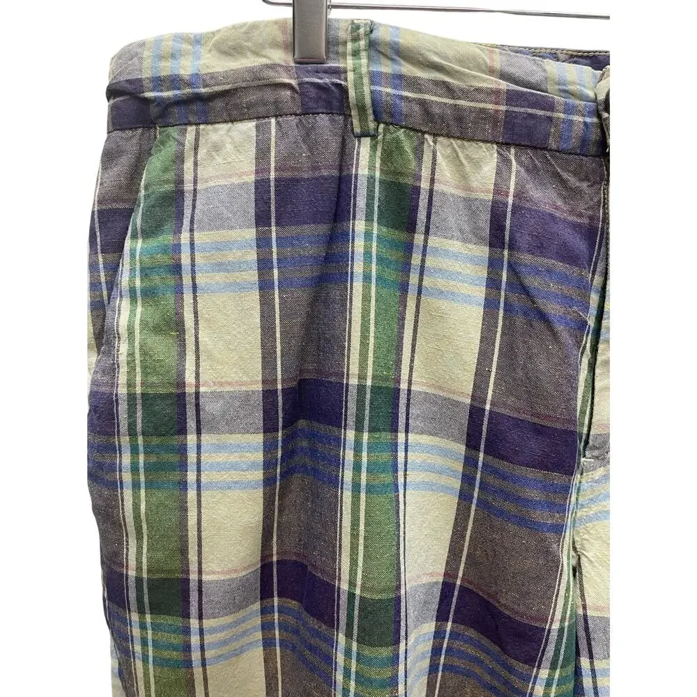 Canterbury of New Zealand Linen Blend Plaid Shorts Men’s Size 42
